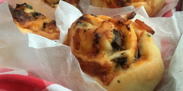 mushroom-bacon-cheese-pizza-scrolls-recipe-village-cooks-2 Mushroom, Bacon & Cheese Pizza Scrolls