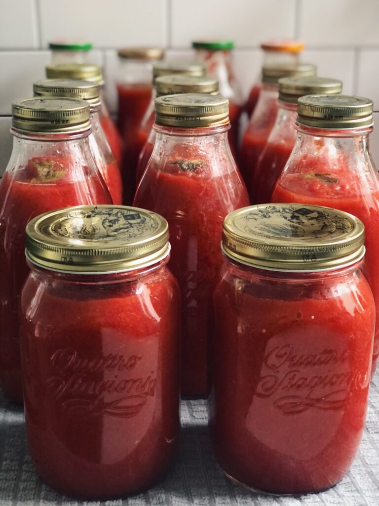 Saturday, 7th March
10am till 2pm
$250
SOLD OUTIt's the season for preserving TOMATOES! In this workshop, you will learn how to preserve tomatoes in traditional Italian ways: Salsa di Pomodori (Tomato Passata), Pomodori Pelati (Bottled Peeled Tomatoes), and other tomato preserving products . You will no longer need to purchase tinned tomatoes or bottled tomato passata. You will be thrilled at how easy & simple it is to preserve and produce these wonderful tomato products.TO BOOK USING GIFT VOUCHER: Please email angela@thevillagecooks.com.au with your contact details and voucher number. Angela will reply with booking confirmation or if extra payment is required. READ MORE BELOW